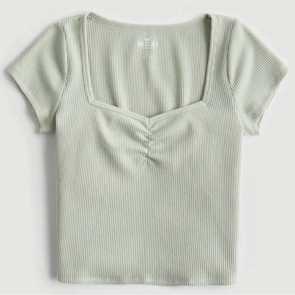 Hollister Women's Green Ribbed Top